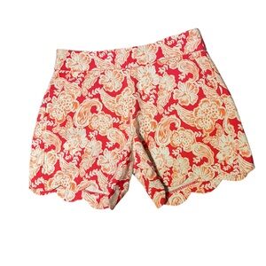 Crown & Ivy Pink Paisley Print Scalloped Hem Mid-Rise Shorts Women’s‎ Size 8